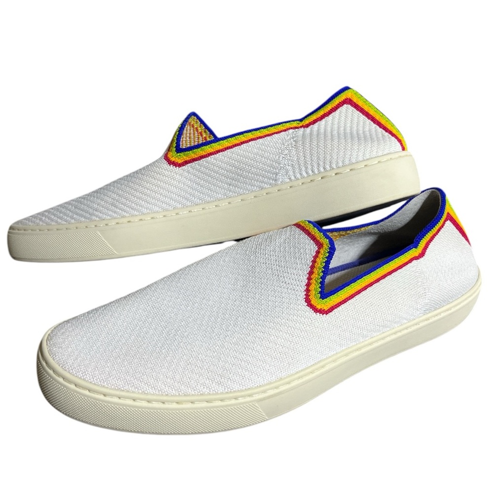 Rothys Limited Edition Rainbow Canvas Slip On Loafers